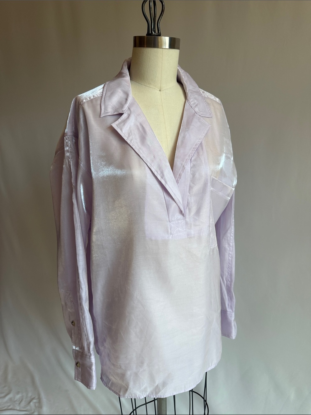 Pilcro Sheer Lilac Button-Down Tunic